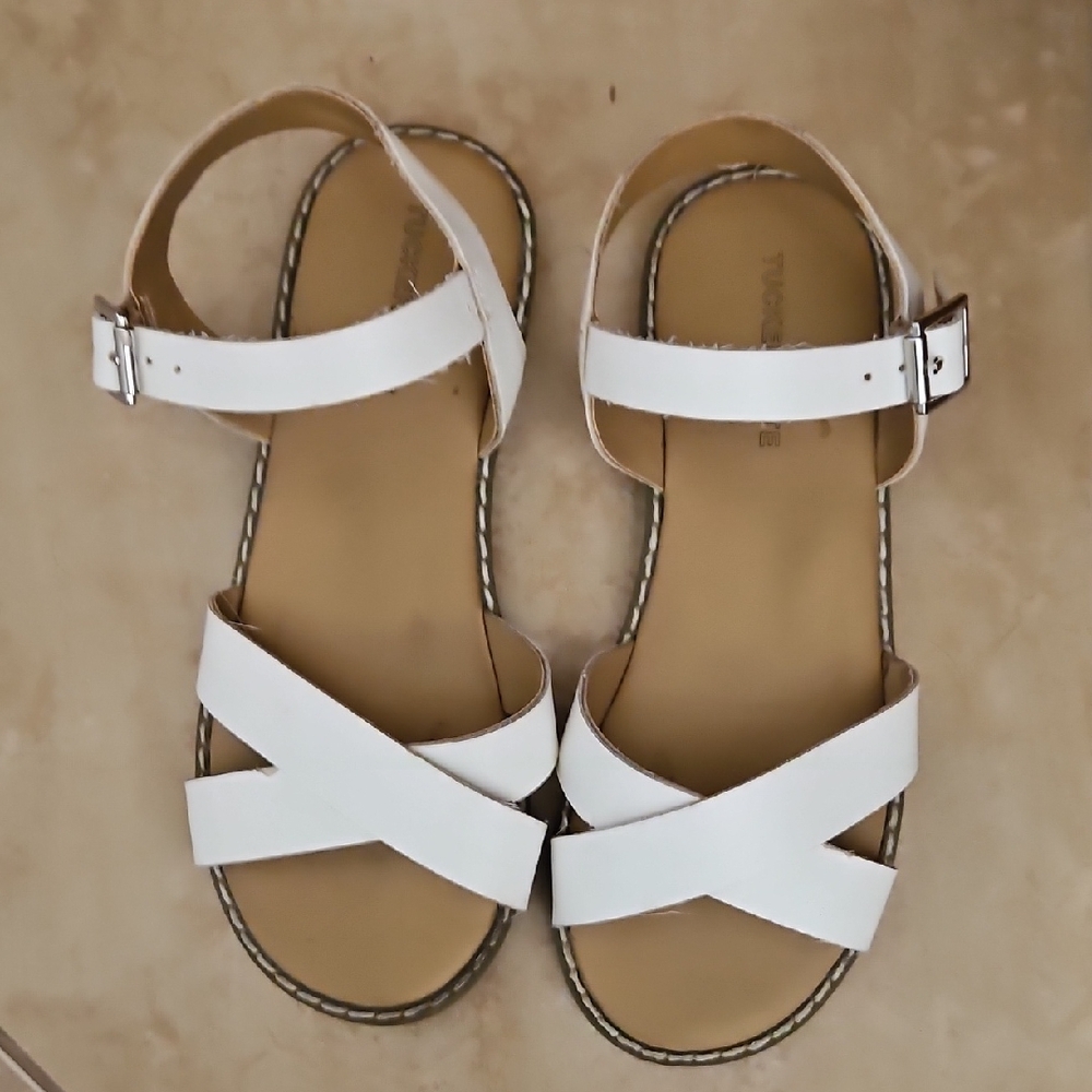 Tucker + Tate White Cross-Strap Sandals